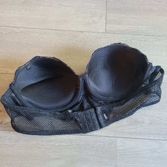 Black Strapless Lace Pushup Bra 38C - Picture 2 of 3